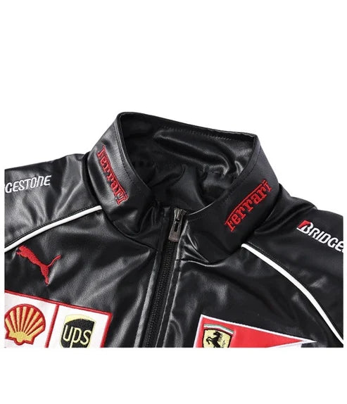 Black & White Ferrari F1 Racing Jacket