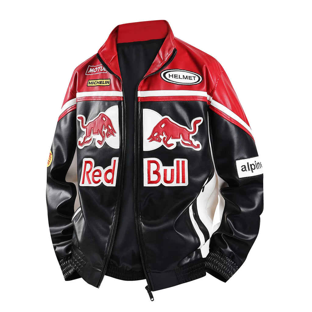 Red Bull Black and White Color Motorcycle Racing Suit