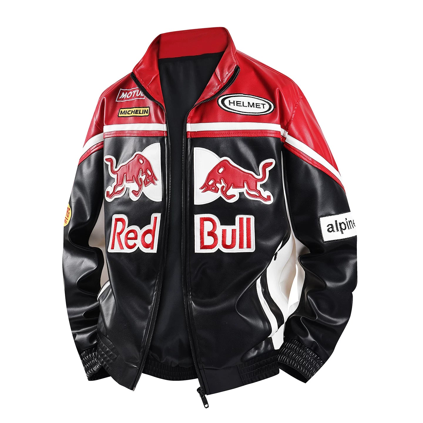 Red Bull Black and White Color Motorcycle Racing Suit