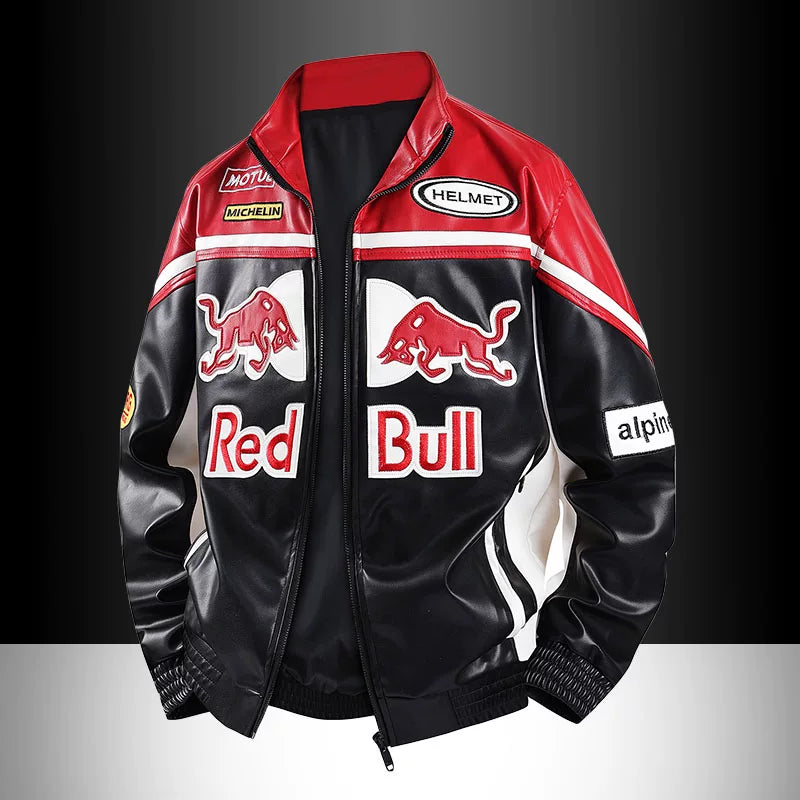 Red Bull Black and White Color Motorcycle Racing Suit