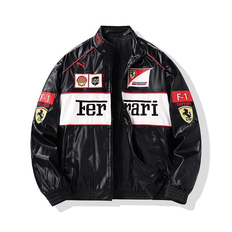 Black & White Ferrari F1 Racing Jacket