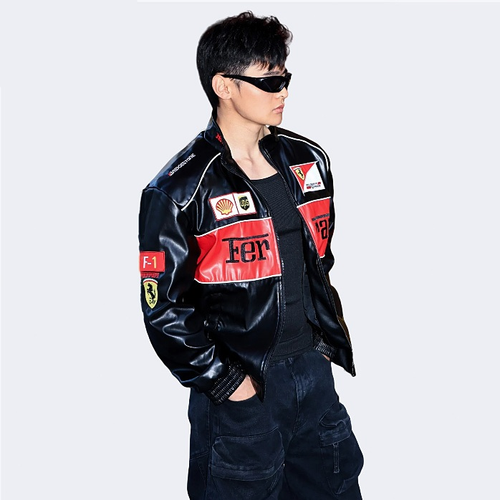 Black & Red Ferrari F1 Racing Jacket