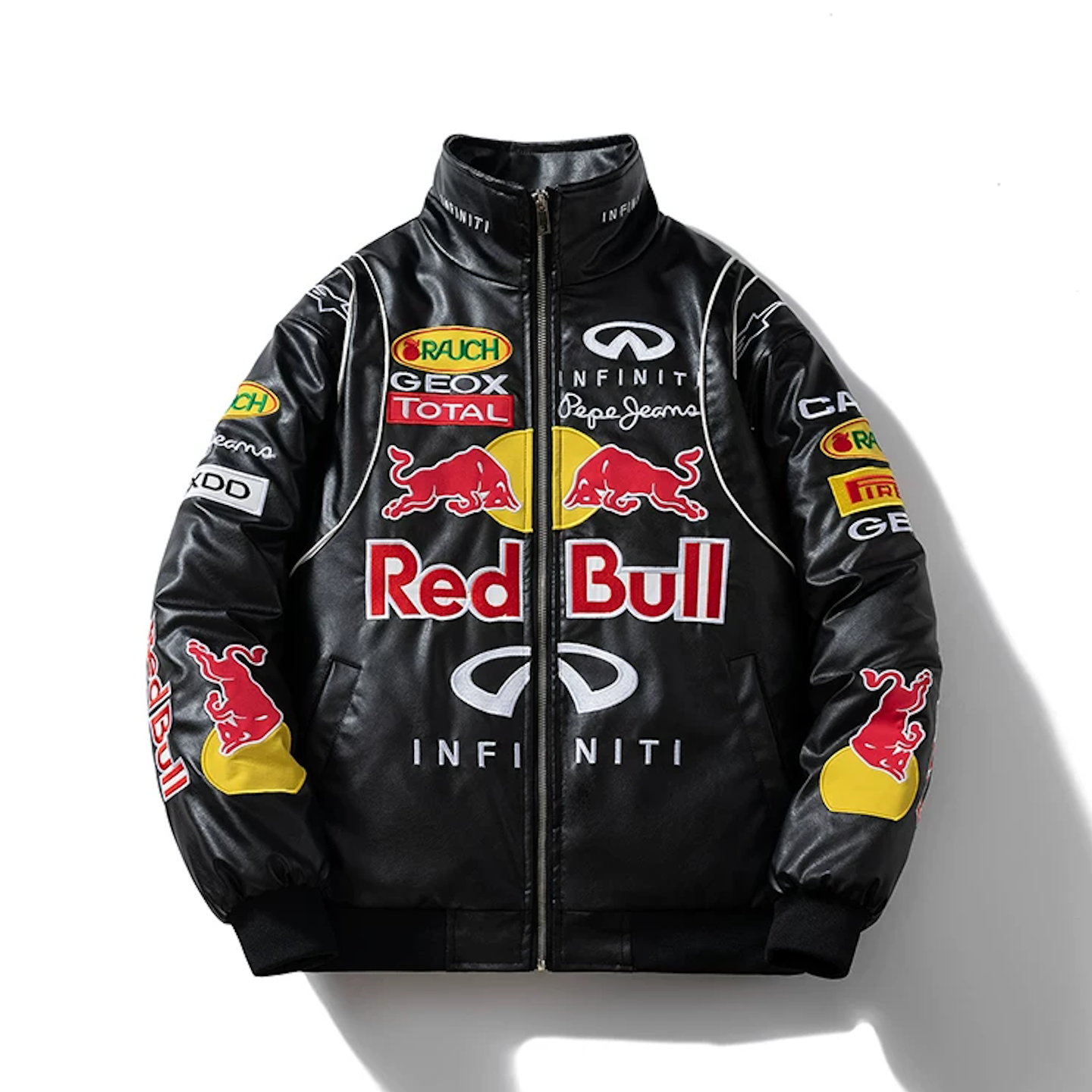 Red Bull Retro Black and White Color Motorcycle Racing Suit