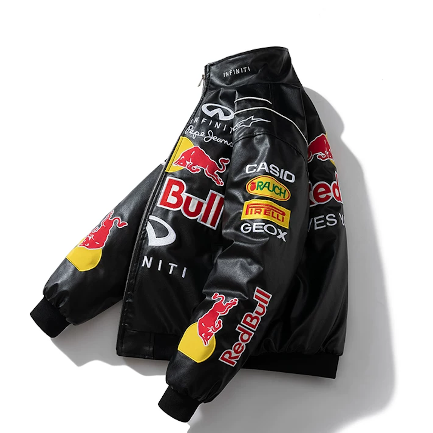 Red Bull Retro Black and White Color Motorcycle Racing Suit
